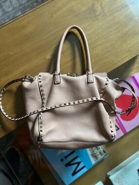 Valentino Cream Leather Rock Stud Purse